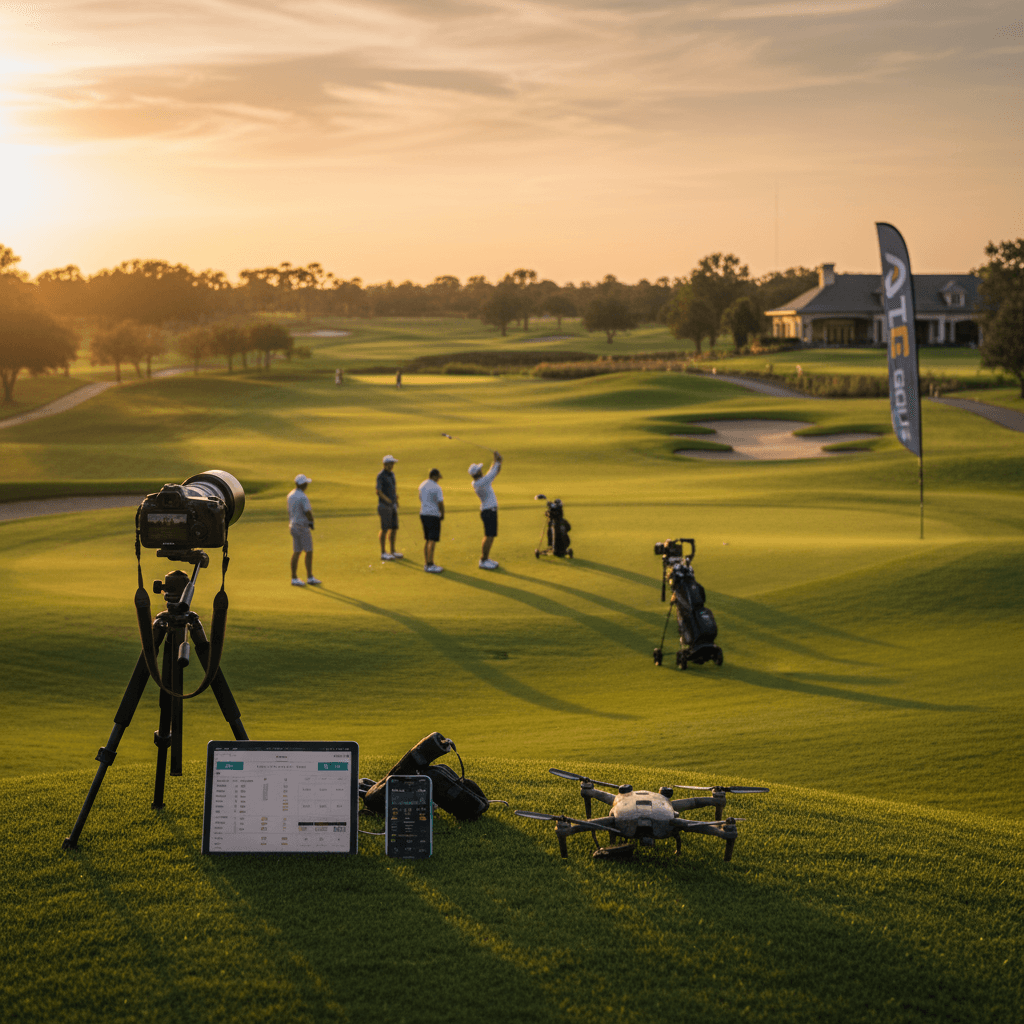 YouTube golf creators filming match on course
